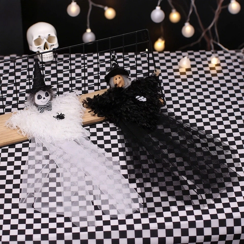 Halloween Hangende Heks Geest Ornamenten Gaas Rok Schedel Spin Decoraties Voor Feest Thuis Etalage Requisite
