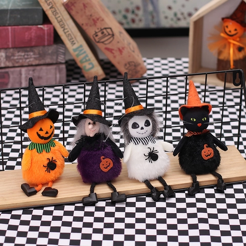 Halloween Bambola di Peluche Pendente Zucca Strega Gatto Nero Fantasma Con Cappello da Strega Per Festa Casa Decorazione Oggetti di Scena