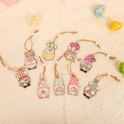 Wooden Easter Gnome Ornaments Colorful Gnome Pendants With Hemp Rope And Storage Box For Festive Holiday Home Party Decoration