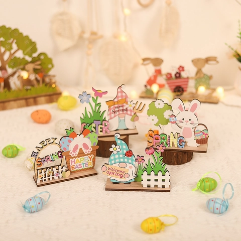Decorazioni Da Scrivania Con Gnomo Coniglietto Pasquale In Legno Decorazione Tavolo Festa Di Primavera Segno Di Pasqua