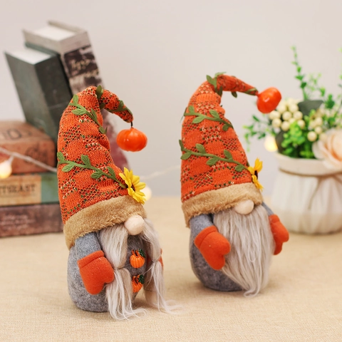 Gnomo Fiesta De Cosecha Muñeca Sin Rostro Sombrero Punto Decoración Girasol Calabaza Acción De Gracias Peluche Hogar Otoño