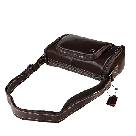 Genuine Leather Men Crossbody Bag Vintage Cowhide Shoulder Bag Large Capacity Business Casual Travel Messenger Bag Multi Pocket