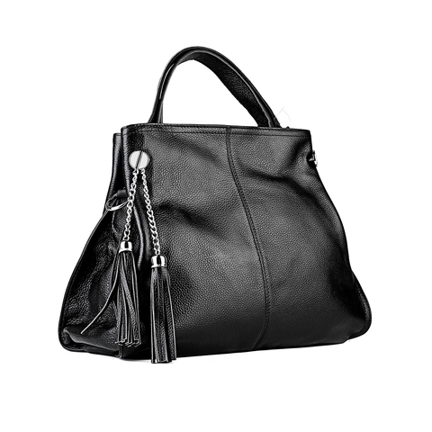 Borsa A Mano In Vera Pelle Di Vacchetta Trama Martellata Ciondolo Nappa Grande Capacità Borsa A Tracolla Per Donna Elegante