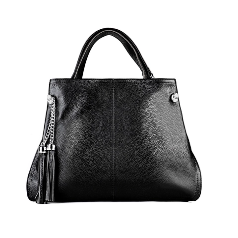 Borsa A Mano In Vera Pelle Di Vacchetta Trama Martellata Ciondolo Nappa Grande Capacità Borsa A Tracolla Per Donna Elegante