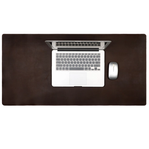 Sous-main en Cuir Crazy Horse Rétro Grand Tapis de Souris Antidérapant Imperméable Protecteur de Bureau Écritoire Bureau Marron Café