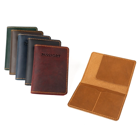 Porta Passaporto Vintage in Vera Pelle di Vacchetta Con Blocco RFID Custodia per Documenti di Viaggio Multi Slot Unisex