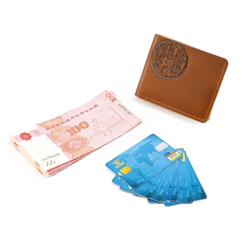 Vintage Genuine Cowhide Leather Men's Bifold Wallet RFID Blocking Retro Embossed Card Holder Short Purse For Daily Use