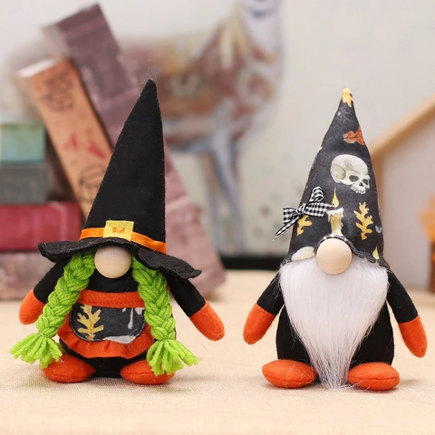 Διακοσμητικά Halloween Gnome Κούκλα Χωρίς Πρόσωπο Λούτρινα Στολίδια Νάνου Καπέλο Μάγου Πλεγμένα Μαλλιά Λευκή Γενειάδα Ύφασμα Διακόσμηση Τραπεζιού Σπιτιού