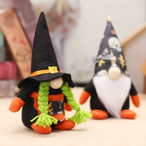 Διακοσμητικά Halloween Gnome Κούκλα Χωρίς Πρόσωπο Λούτρινα Στολίδια Νάνου Καπέλο Μάγου Πλεγμένα Μαλλιά Λευκή Γενειάδα Ύφασμα Διακόσμηση Τραπεζιού Σπιτιού