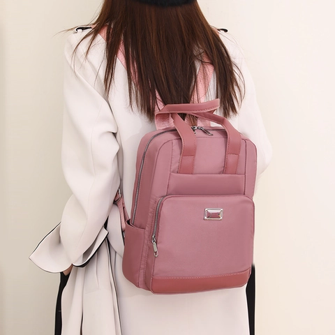 Zaino da Donna in Nylon alla Moda Grande Capacità Borsa da Viaggio Leggera Urban Semplice Borsa a Tracolla Pendolare con Maniglia