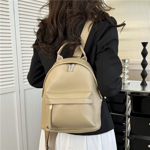 Mini Sac À Dos Femme Cuir PU Texture Litchi Rétro Style Urbain Simple Décontracté Shopping Navette Pour Dames