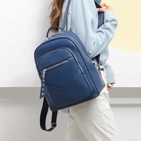 Women Fashion Backpack PU Leather Litchi Grain Large Capacity For Commute Casual Ladies Bookbag Waterproof
