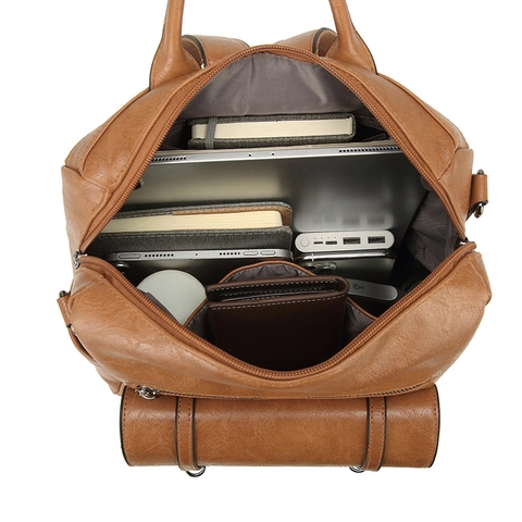 Mochila de Cuero PU Vintage para Mujer Gran Capacidad Mochila Antirrobo Con Correa de Hombro Tejida Moda Conmutación Bolsa de Viaje Diaria