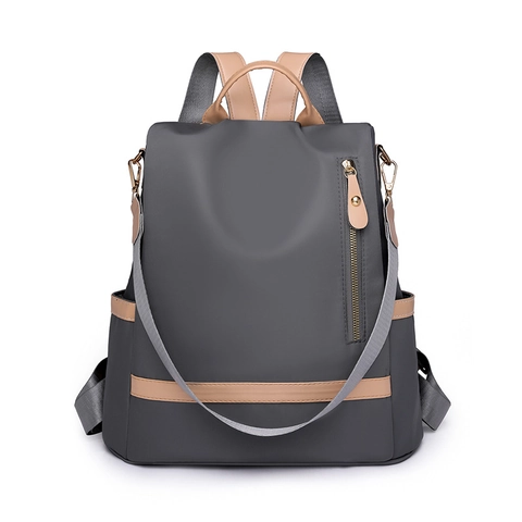 Women Fashion Nylon Backpack Large Capacity Water Resistant Travel Bag Commuter Contrast Color Shoulder Bag Handbag