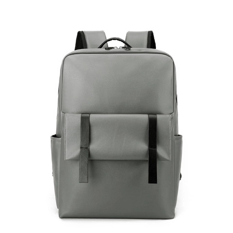 Sac à Dos Ordinateur Business Grande Capacité en Cuir PU Minimaliste Bagage de Voyage Urbain pour Ordinateur 15.6 Pouces