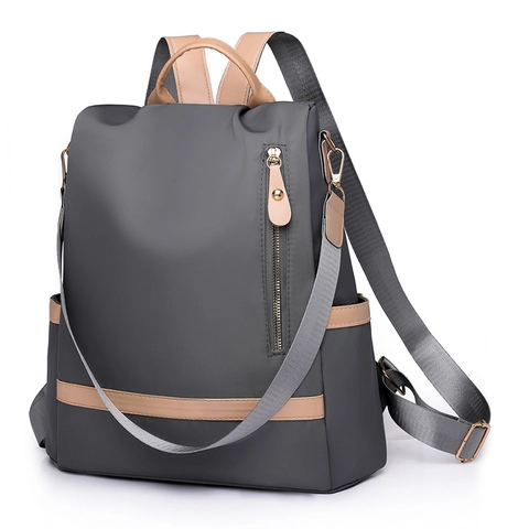 Women Fashion Nylon Backpack Large Capacity Water Resistant Travel Bag Commuter Contrast Color Shoulder Bag Handbag
