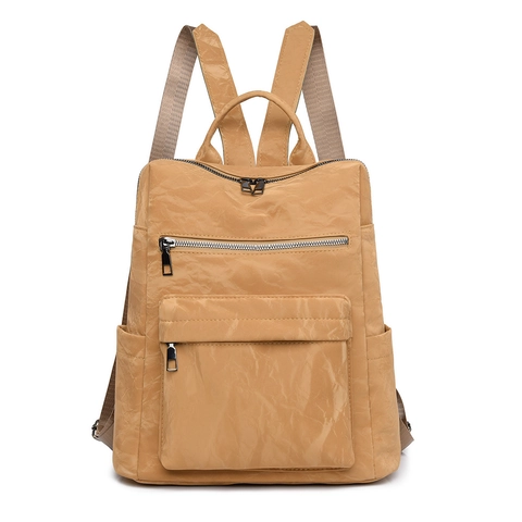 Vintage PU-Leder Rugzak Vrouwen Grote Capaciteit Rimpeltextuur Multi Pocket Casual Reizen School Schoudertas Daypack