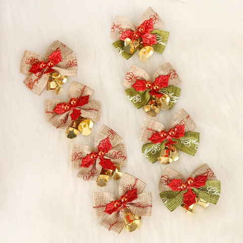 Weihnachtsschleifen Mit Glocken Aus Jute Hängende Dekorationen Feiertagsbaumschmuck Geschenkbox Dekor