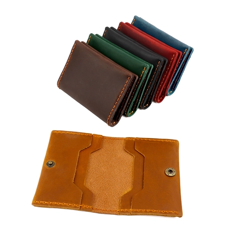 Vintage Crazy Horse Genuine Leather Card Holder RFID Blocking Top Layer Cowhide Bifold Case For Men Women Daily Use