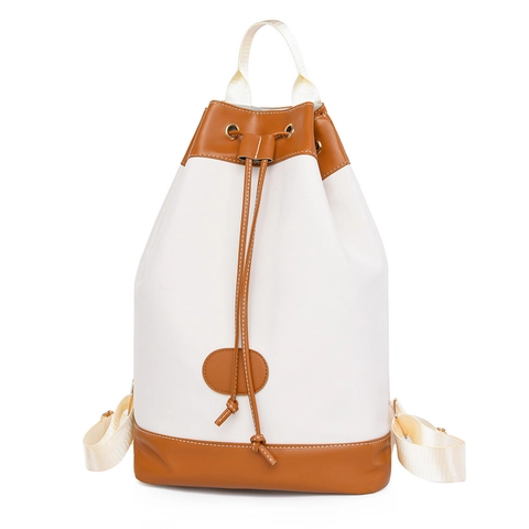 Zaino Da Donna Tessuto Oxford Pelle PU Patchwork Grande Capacità Coulisse Viaggio Pendolarismo Moda Casual Borsa Versatile