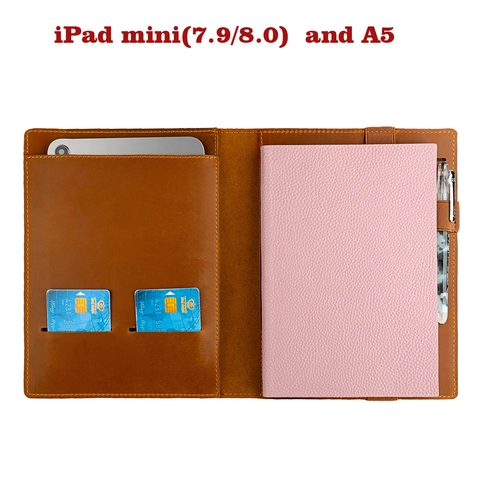 Funda Para Cuaderno A5 De Cuero Genuino Crazy Horse Vintage Organizador Carpeta Con Ranuras Para Tarjetas Porta-Bolígrafo Negocios