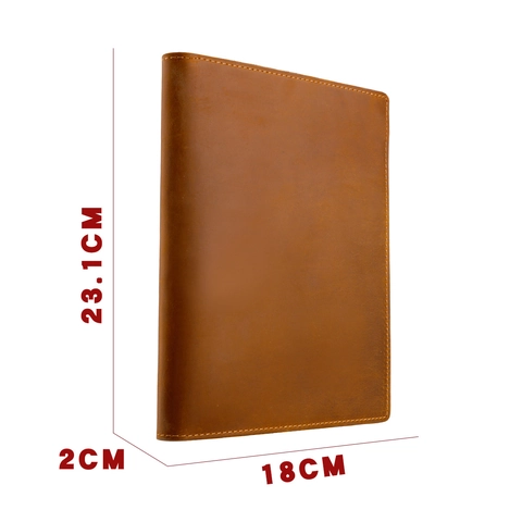 Funda Para Cuaderno A5 De Cuero Genuino Crazy Horse Vintage Organizador Carpeta Con Ranuras Para Tarjetas Porta-Bolígrafo Negocios