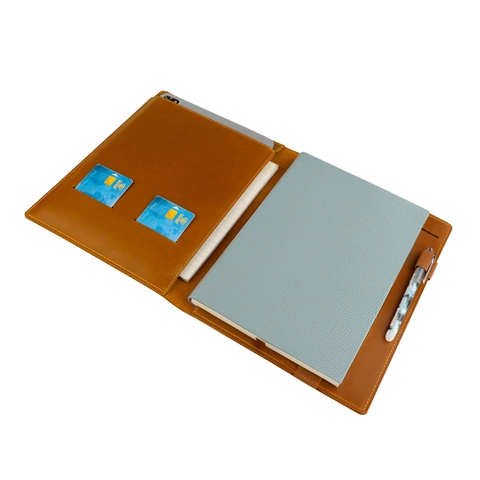 Portfolio Aziendale In Vera Pelle Copertina Per Notebook B5 Porta Penne Slot Per Carte Custodia iPad Retro Folio
