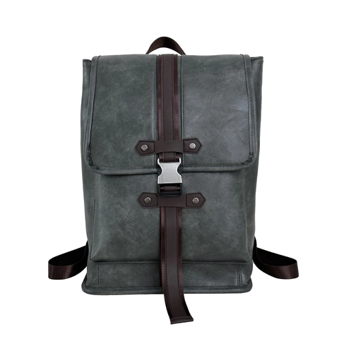 Mochila Vintage Cuir PU Tapa Hebilla Metálica Bolsa Para Portátil Informal Viaje Escuela