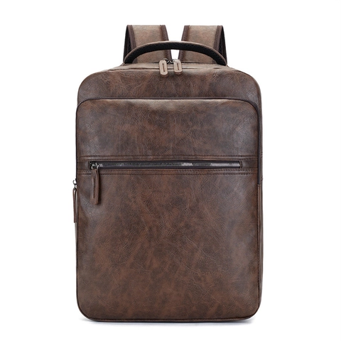 Zaino Business da Uomo in Pelle PU Vintage Borsa per Laptop Grande Capacità Resistente all'Acqua Zaino Casual per Computer Viaggio