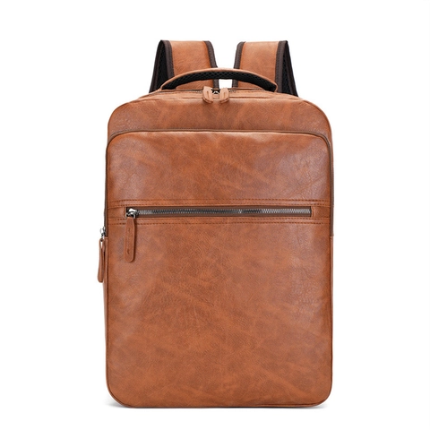 Zaino Business da Uomo in Pelle PU Vintage Borsa per Laptop Grande Capacità Resistente all'Acqua Zaino Casual per Computer Viaggio