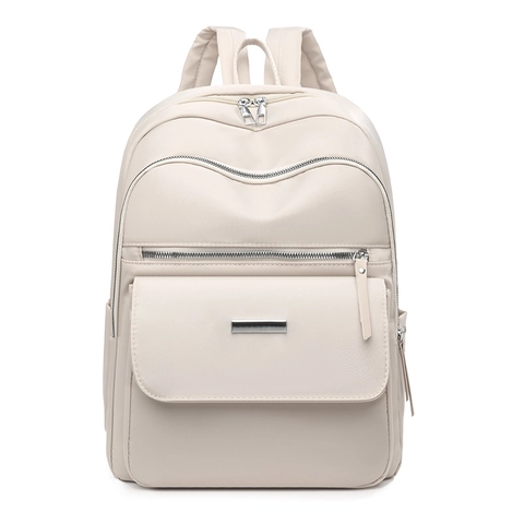 Women's Casual Nylon Backpack Large Capacity Urban Minimalist Travel Computer Rucksack School Bag Multi-pocket Contrast Color