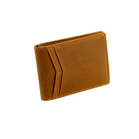 Portefeuille Rétro en Cuir de Vachette Véritable pour Hommes Bifold Avec Protection RFID Clip à Billets Porte-Cartes Mince
