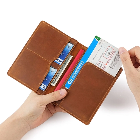 Echtleder RFID Blockierung Reisepasshülle Oberste Schicht Rindsleder Reisebrieftasche Vintage Minimalist Karten Dokumente Organizer