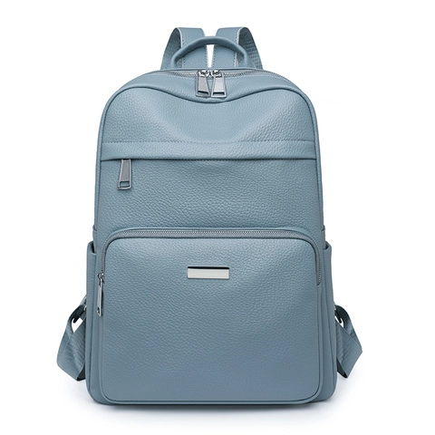 Women Fashion Backpack Lychee Pattern PU Leather Large Capacity Lightweight Commuter School Bag Business Travel