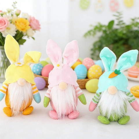 Ostern Zwerg Hase Plüschpuppe Aufhängen Dekoration Handgemachte Schwedische Tomte Lange Ohren Karotte Blume Ornamente Deko