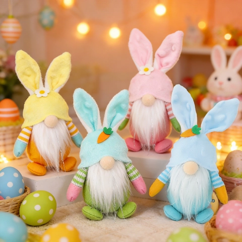 Ostern Zwerg Hase Plüschpuppe Aufhängen Dekoration Handgemachte Schwedische Tomte Lange Ohren Karotte Blume Ornamente Deko