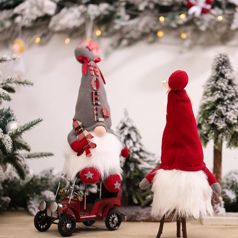 Gnomo di Natale a LED Peluche Decorazione Noel HO HO HO Bambola Nordica Senza Volto Albero di Natale Decorazione da Tavolo per Casa e Festa