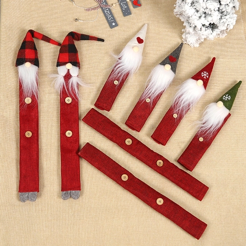 Fundas para Mangos de Frigorífico Gnomo de Navidad Tela de Arpillera Cocina Microondas Decoración para el Hogar
