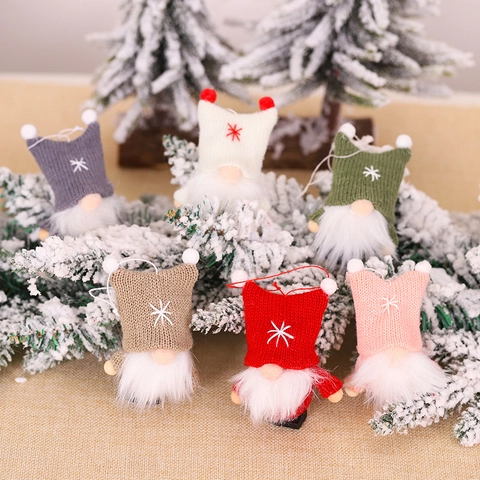 Addobbi Natalizi Gnomo Lavorati a Maglia Fiocco di Neve Tomte Gnomo Decorazioni da Appendere per Albero di Natale
