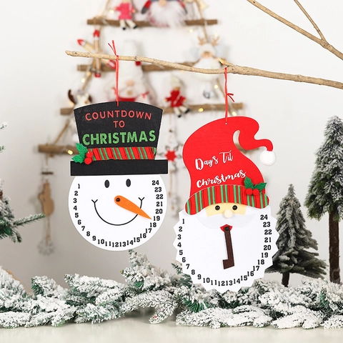 Filz Weihnachten Adventskalender Weihnachtsmann Schneemann Countdown Hängende Dekoration Für Heim Weihnachtsfeier Wanddeko Festlicher Kalender
