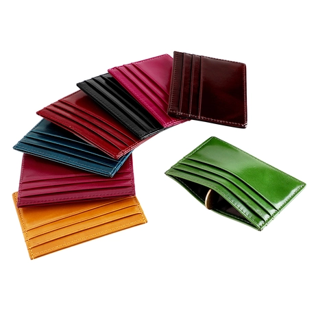 Porta Carte Minimalista In Vera Pelle Di Vacchetta Blocco RFID Mini Portafoglio Ultrasottile In Pelle Cerata