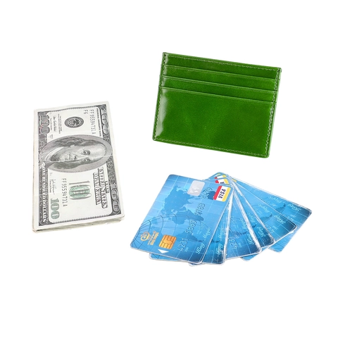 Porta Carte Minimalista In Vera Pelle Di Vacchetta Blocco RFID Mini Portafoglio Ultrasottile In Pelle Cerata
