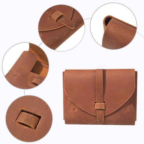 Vintage Handgemacht Vollnarbiges Crazy Horse Leder Reisepasshülle Reise Dokumente Organizer Wallet Case Für Herren Damen
