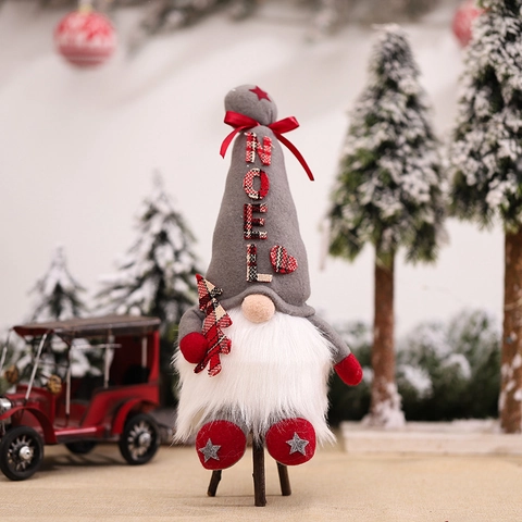 Decoración de Gnomo de Navidad de Peluche Con Luces LED Cálidas Muñeco Sin Rostro Nórdico HO HO HO NOEL Adorno de Escritorio Regalo