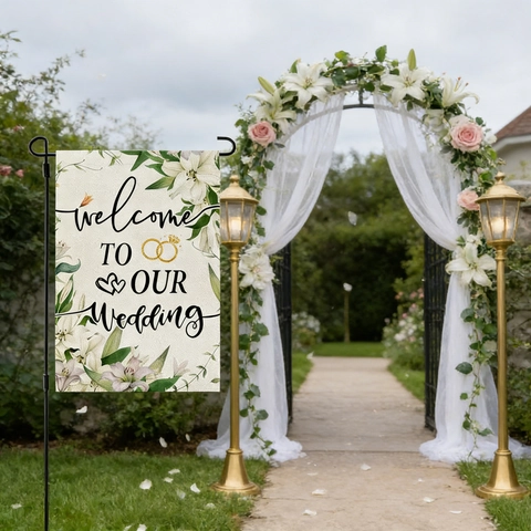 Wedding Garden Flag Welcome Porch Yard Banner Home Sweet Home Summer Mardi Gras Outdoor Decoration Polyester Cloth Flag