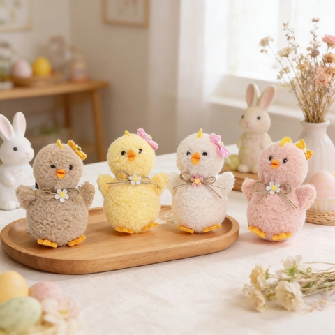 Pulcino di Peluche Pasquale Ornamento per Festa Decorazione Appesa Morbido Pollo Rosa Giallo Bianco Marrone Regalo