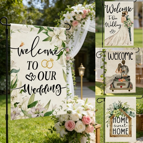 Wedding Garden Flag Welcome Porch Yard Banner Home Sweet Home Summer Mardi Gras Outdoor Decoration Polyester Cloth Flag