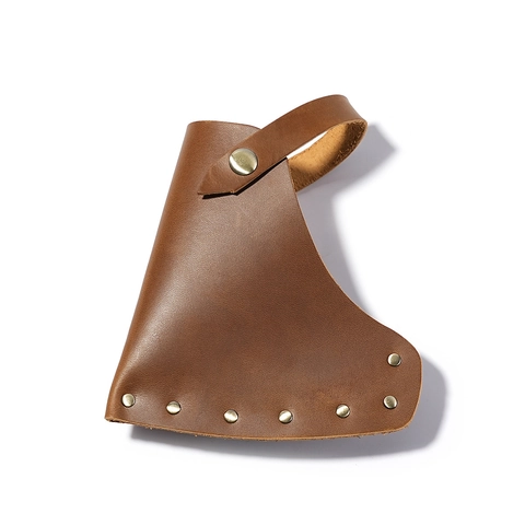 Handmade Crazy Horse Cowhide Leather Axe Sheath With Alloy Rivets Outdoor Camping Tool Protective Cover For Axe Head