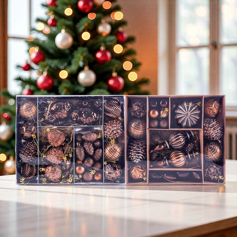 Vintage Brons Kerstballen Kunststof Dennenappels Sterren Harten Vormen Hangende Decoraties Voor Boom Feest Thuis Decor