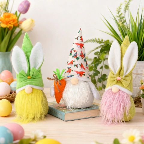 Gnomes de Pâques Poupée sans Visage Oreilles de Lapin Elf Décorations pour Printemps Maison Fête Table Ornement Peluche Gnomes Cadeau